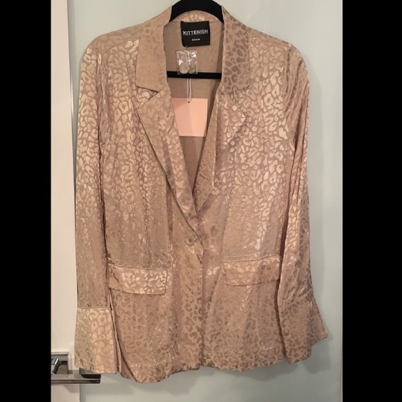 BRAND NWT 🏷️ KITTENISH LIGHT CHAMPAGNE TONAL LEOPARD JACKET MEDIUM - Picture 2 of 7